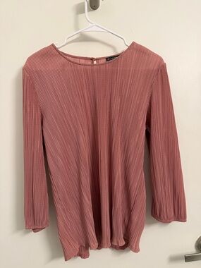 Adrianna Papell Pleated Long-Sleeve Top in Rose